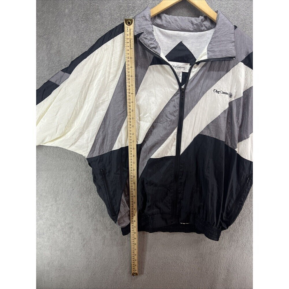 Vtg Oleg Cassini Lined Jacket Black White Gray Windbreaker Size‎ XL 80s - Picture 7 of 7